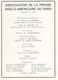 cover of Association de la presse anglo-americaine de Paris. 1973.