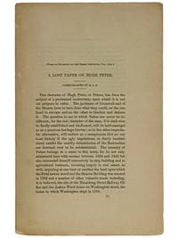 A Lost Paper on Hugh Peter [From the Bulletin of the Essex Institute, Vol. XXII (Volume 22)]