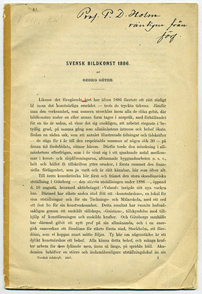 Svensk bildkonst 1886. Särtryck ur Nordisk…