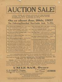 AUCTION / I WILL OFFER FOR SALE TO THE HIGHEST BIDDER, AT THE WHITE HOUSE… WASHINGTON, D. C., at 10:00 O'CLOCK ON / WEDNESDAY, JANUARY 20, 1937