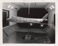 Archive of 46 original vernacular photographs of a model airliner in wind tunnel tests