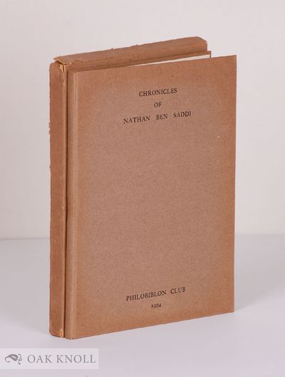 FRAGMENT OF THE CHRONICLES OF NATHAN BEN SADDI PRINTED IN PHILADELPHIA BY JAMES CHATTIN, 1758.|A