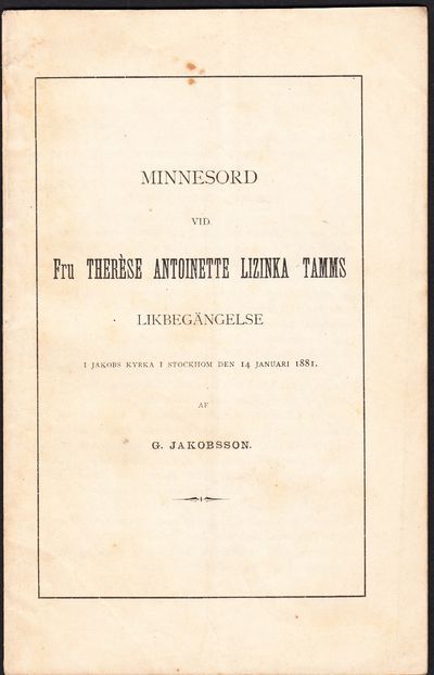 Minnesord vid fru Therèse Antoinette Lizinka…