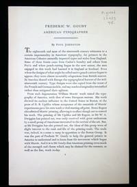 Frederic W Goudy: American Typographer