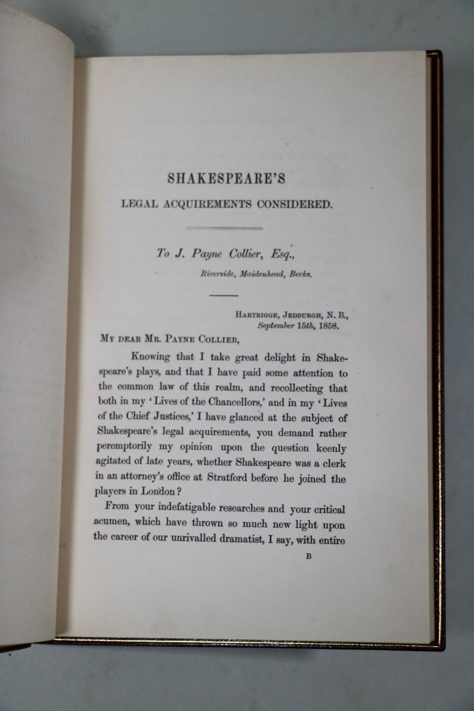 Shakespeare's Legal Acquirements Considered by John Lord Campbell - 1st ...