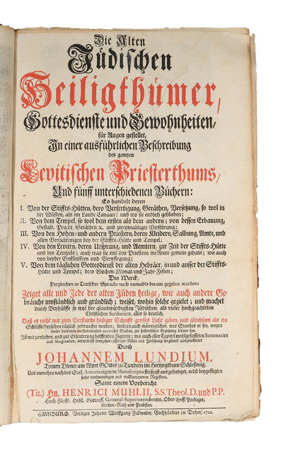 Die Alten Jüdischen Heiligthümer, Gottesdienste und Gewohnheiten, für Augen gestellet, In einer ausführlichen Beschreibung des gantzen Levitischen Priesterthums. (photo 3)