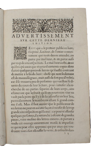 Lettres de l'illustrissime et reuerendissime Cardinal d'Ossat, Euesque de Bayeux, au Roy Henry le Grand et a Monsieur de Villeroy. Derniere edition. (+) Addition de Quelques lettres...  - [16TH & 17TH FRENCH DIPLOMACY] (photo 3)