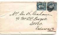 image of Attached Pair of 1¢ Blue Benjamin Franklin USA # 247 on Cover