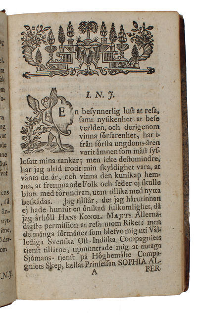 Beskrifning öfver en äfventyrlig resa til och ifrån Ost-Indien, Södra America, och en del af Europa, åren 1755, 56, och 57. - [A VOYAGE TO CANTON] (photo 3)