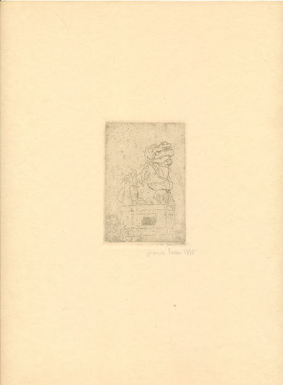 La Chimere," Signed, zinc engraving, 1888