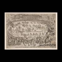 Joust held in Florence for the arrival of the archduke of Austria, an oval arena with many...