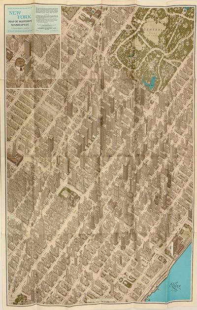 New York. Map of Midtown Manhattan in Detailed Axonometric Projection