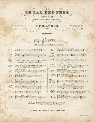 Le Lac Des Fées Opéra en Cinq Actes Paroles de MM. Scribe et Melesville. [Piano-vocal score]