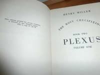 PLEXUS (The Rosy Crucification Book 2 in two Volumes) by Miller, Henry - 1953