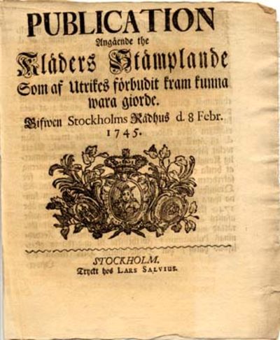 Publication angående the kläders stämplande som…