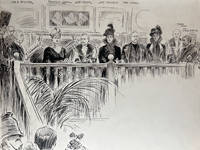 The Opening of the Artists' War Fund Exhibition - An original pen and ink sketch for The Graphic