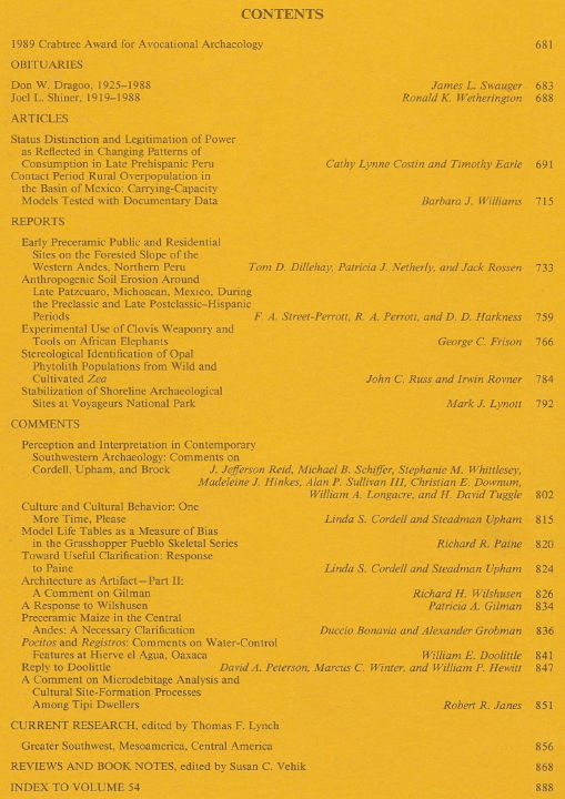 American Antiquity, Journal of the Society for American Archaeology