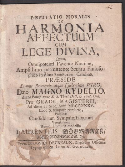 Disputatio moralis de harmonia affectuum cum lege…