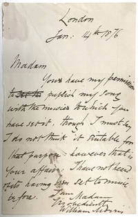 William Morris letter with signature by Morris, William (1834â1896) - 1876