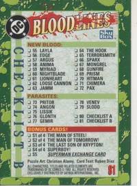 cover of Cromo E002148: Trading Cards. DC Bloodlines. Check List B
