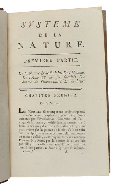Systeme de la Nature ou Des Loix du Monde Physique & du Monde Moral. 2 vols.  - ["MAN IS OF ALL BEINGS THE MOST NECESSARY TO MAN"] (photo 3)