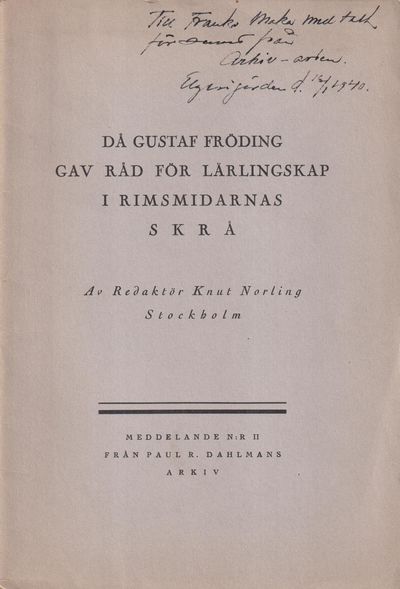 Då Gustaf Fröding gav råd för lärlingskap i…