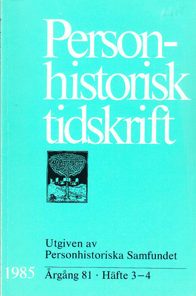 Personhistorisk tidskrift 1985:3-4. Åttioförsta…