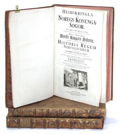 Heimskringla edr Noregs Konunga-sögor, af Snorra Sturlusyni. Snorre Sturlesons Norske Kongers Historie (...) Nova, emendata et aucta editione in lucem prodit, opera Gerhardi Schöning (...) Bind 1-3. (photo 3)