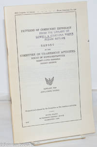 image of Patterns of Communist Espionage. Report by the Committee on Un-American Activities, House of Representatives, Eighty-Fifth Congress, Second Session