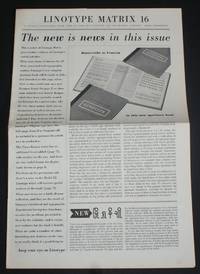 Linotype Matrix - Number 16, June 1953. "A Journal Published from Time to Time by Linotype and Machinery Limited by Linotype and Machinery Ltd - Paperback - First Edition - 1953 - from Bailgate Books Ltd (SKU: 19920074002)