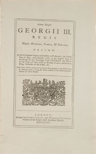 1770. The First Exception to the Currency Acts . . An Act to Enable the Governor, Council, And Assem...