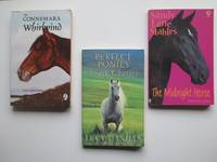 image of 3 pony stories first published in the 1990s: The midnight horse in the Sandy Lane Stables series, with, Sweet Charity in the Perfect Ponies series, with, The Connemara whirlwind