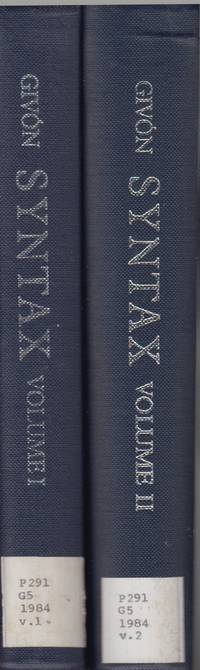 cover of Syntax: a Functional-Typological Introduction. Volume I and Volume II