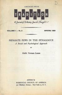 SEPARATE PEWS IN THE SYNAGOGUE: A SOCIAL AND PSYCHOLOGICAL APPROACH