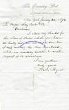 William Cullen Bryant Thanks Banker Jay Cooke For A Letter Of Credit