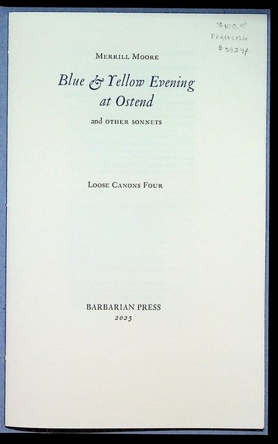 Blue & Yellow Evening at Ostend and other Sonnets