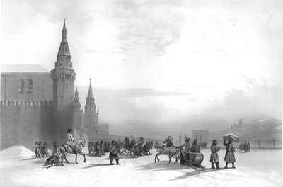 Vue prise sous le Kremlin à Moscou (entrée des…