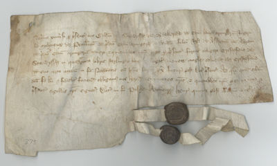 A Debt Paid with Ties to Myles Standish, Alchemy, and the Hundred Years War: Lancashire Indenture in Latin, Dated 1422
