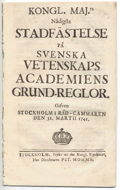 Kongl. maj.ts nådigste stadfästelse på svenska…