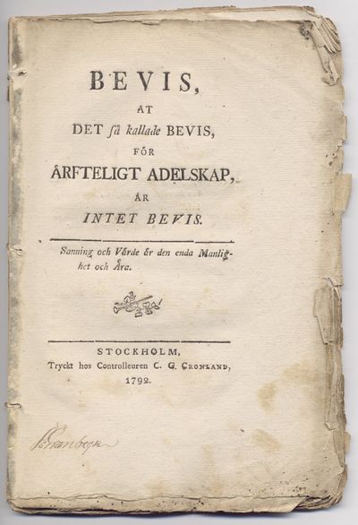 Bevis, at det så kallade bevis, för ärfteligt…