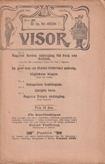Sex nya, fina och rara visor. [Utg. av] Malmö…