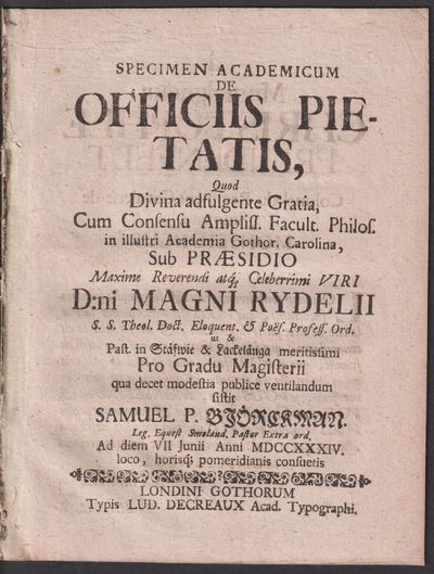 Specimen academicum de officiis pietatis, quod…