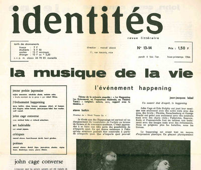 Identités. Journal Littéraire. No. 1 (June 1962) through No. 13/14 (Winter/Spring 1966) (all published)