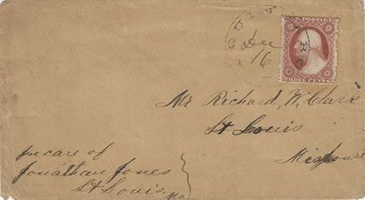 Circa 1857 – Mail sent from Quindaro, a ‘Free Port’ on the Missouri River that funneled abolitionist ‘free staters into the Kansas Territory and became a major stop on the Underground Railroad, later a thriving African-American city and home of one of the first colleges for freedmen