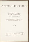 [Op. 16]. Fünf Canons nach lateinischen Texten [Score]