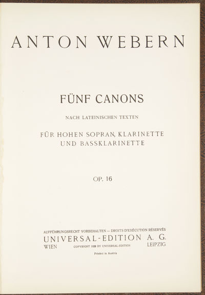 [Op. 16]. Fünf Canons nach lateinischen Texten [Score]