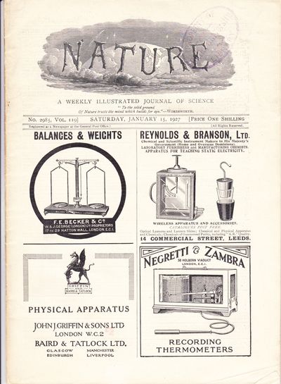 Nature: a weekly illustrated journal of science.