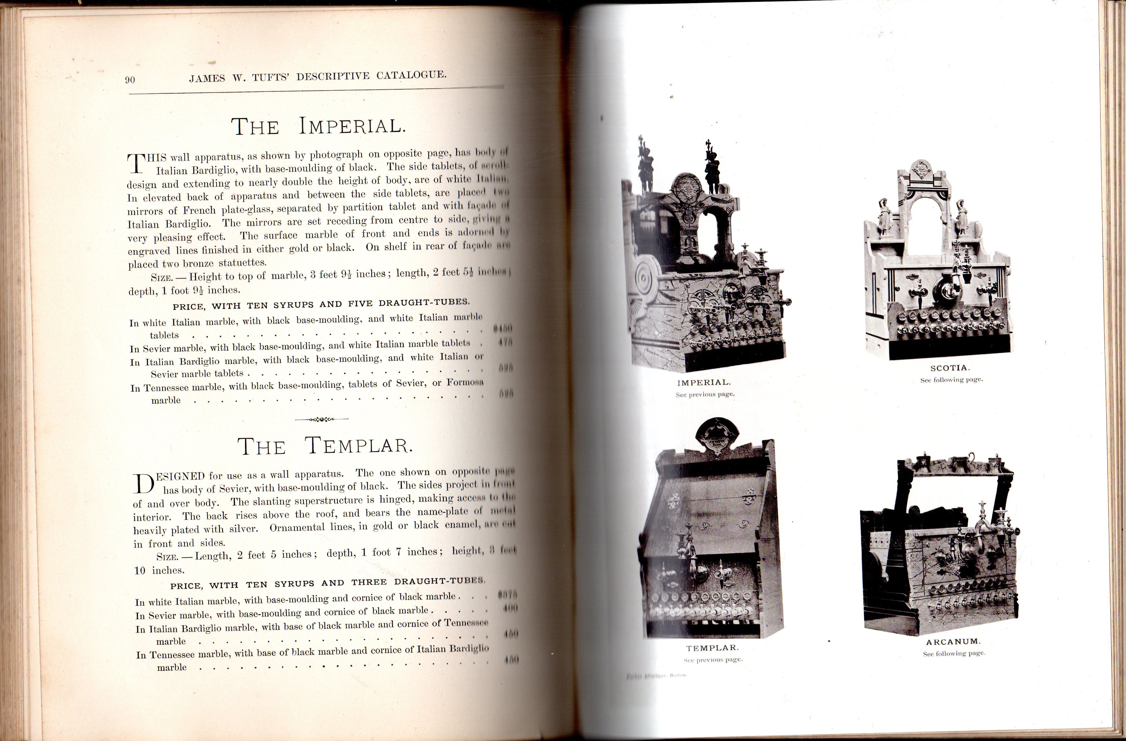 First Edition Descriptive Catalogue of James W. Tufts' Soda Water