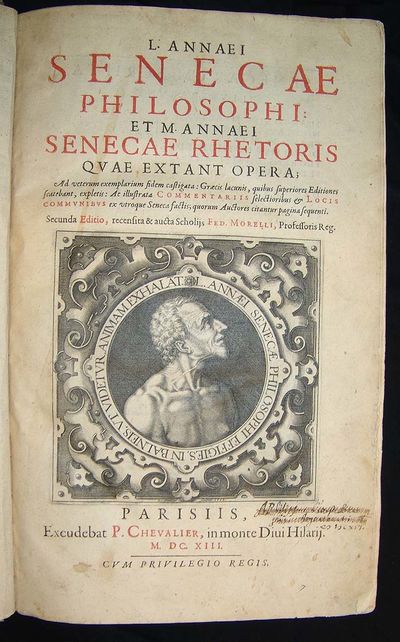 Senecae Rhetoris qvae extant Opera; Ad veterum exemplarium fidem castigata: Græcis lacunis, quibus superiores Editiones Scatebant, expletis...Secunda Editio, recensita & aucta Scholijs. Fed. Morelli. (photo 3)