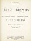 Der Wein [Piano-vocal score]